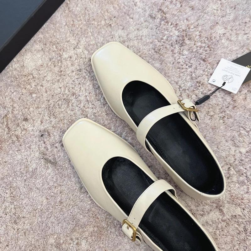 Maxdutti 2023 Spring New Fashion French Vintage Shoes Women Round Toe Garden Flats Genuine Leather Comfortable Mary Janes