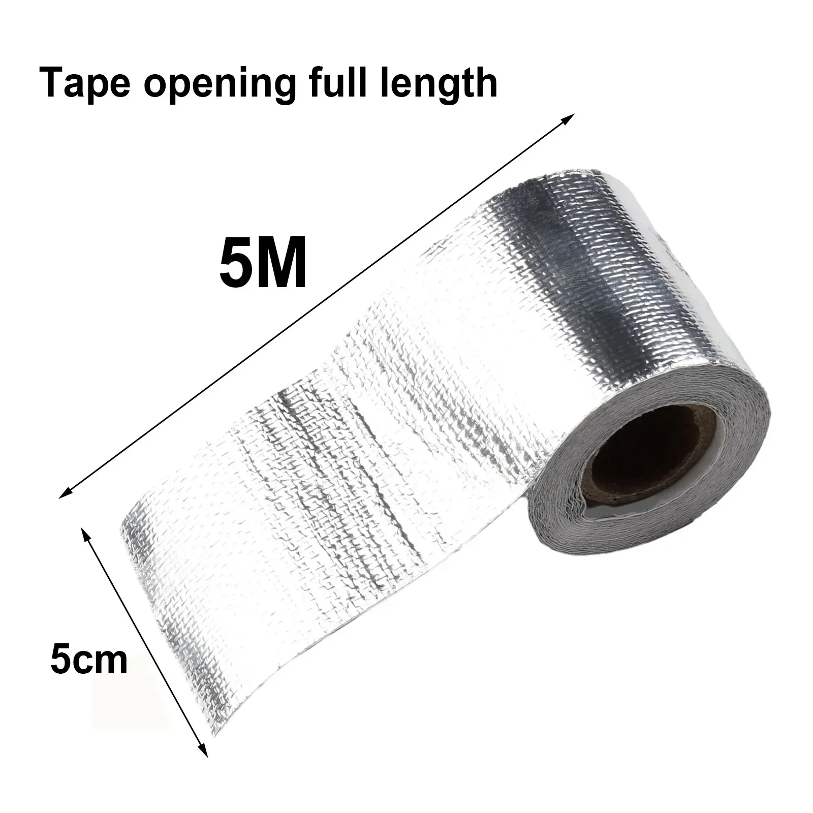 Car Exhaust Manifolds Titanium Heat Wrap Tape Thermal Wrap Silver 5M*5cm 6 Ties Resists UV Degradation For Long-term Performan exhaust pipe insulation tape