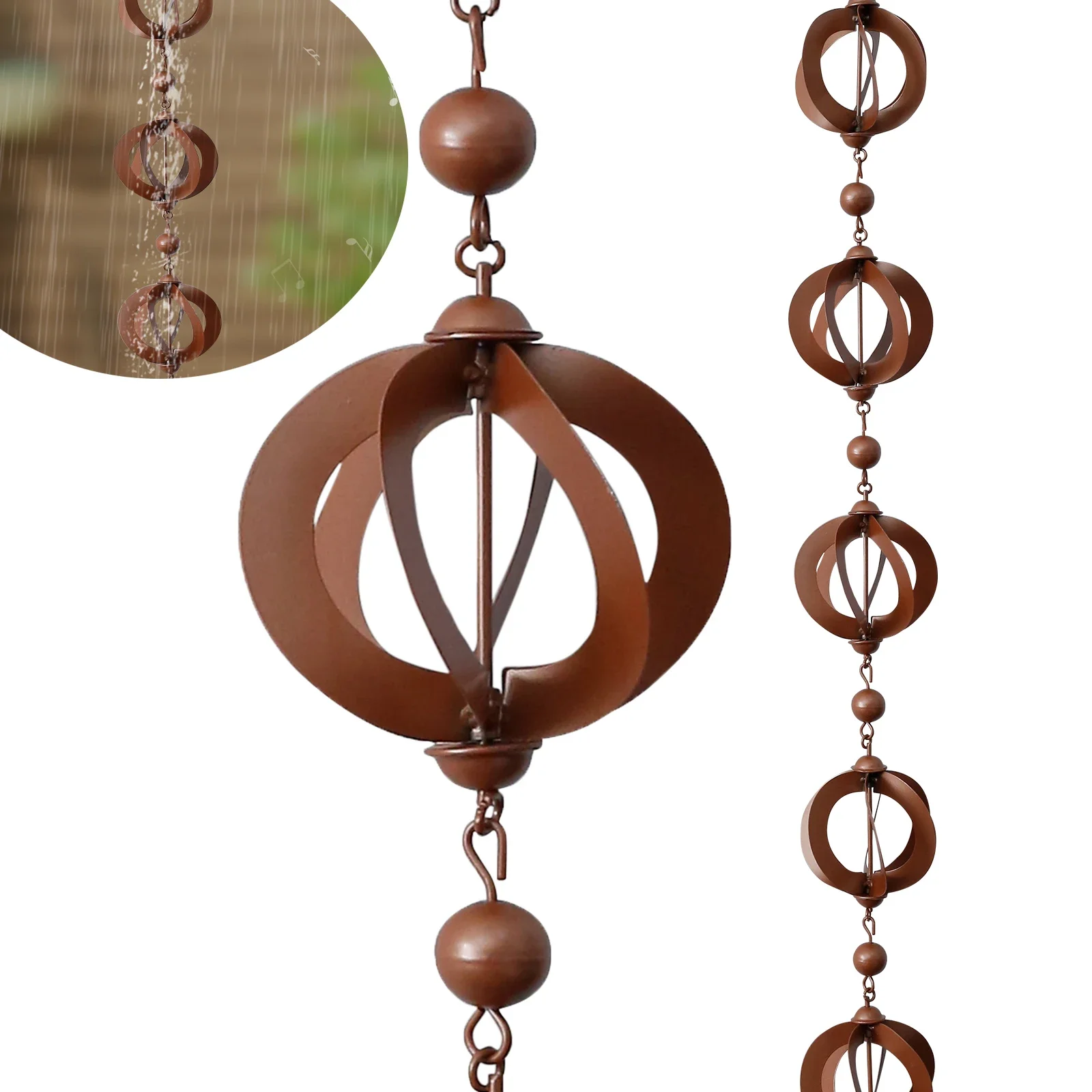Metal Rain Chain 3.6 FT Rain Chains Decorative Hanging Catcher For Home Outdoor Garden Gutter Roof Drainage Downspout Tool