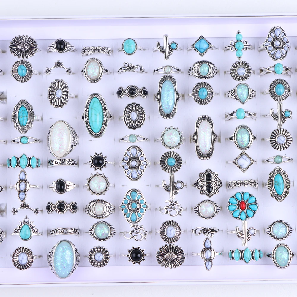 50/100Pcs/Lot Fashion Bohemian Turquoise Hollow Carving