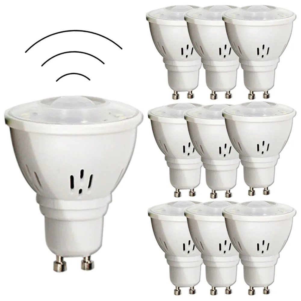 

10-Piece IR LED Light Bulb 3W GU10 with Man Sensor 220-240V AC for Hotel Lamp Garage Corridor Balcony Asile Aisle Use