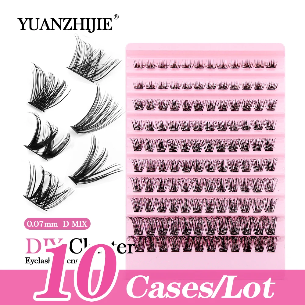 

YUANZHIJIE 10cases/lot 10Rows DIY Clusters Eyelash Semi-permanent Premade Volume Soft Ribbon Segmented False Bundles Eyelashes