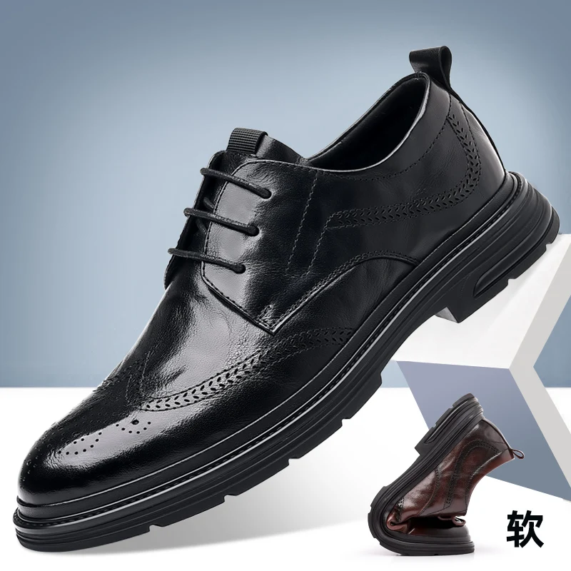 

Men Shoes Brands 2024 Spring Oxford Business Leather Soft Casual Breathable Men's Loafers Flats Slip-on Driving Shoe Sport Male