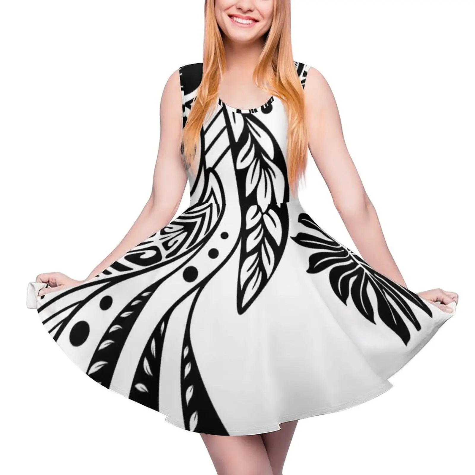 Polynesian Tribal Black And White Sleeveless Dress Dance dresses long sleeve dress dress for women 2024 clothes for woman