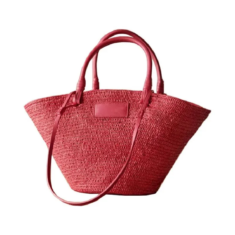 Fashion Straw Baskets Bag Large Capacity Weave Women Shoulder Bags Casual Summer Beach Bag Big Bali Shopper Purses 2025