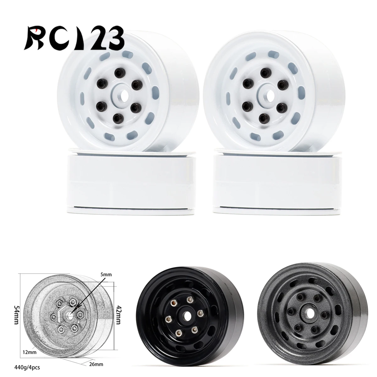 

4PCS 1.9 "Metal Beadlock Wheel Rim FOR Rc Rock Crawler 1/10 Axial SCX10 SCX10Ii 90046 90047 TF2 D90 TRX4 Tamiya CC01Mst