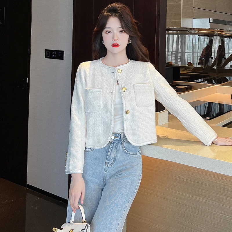 Autumn Women's Clothing Short Design Long Sleeve Button Fly Office Lady Suits Blazers Elegant Female Woolen Coats Black Beige