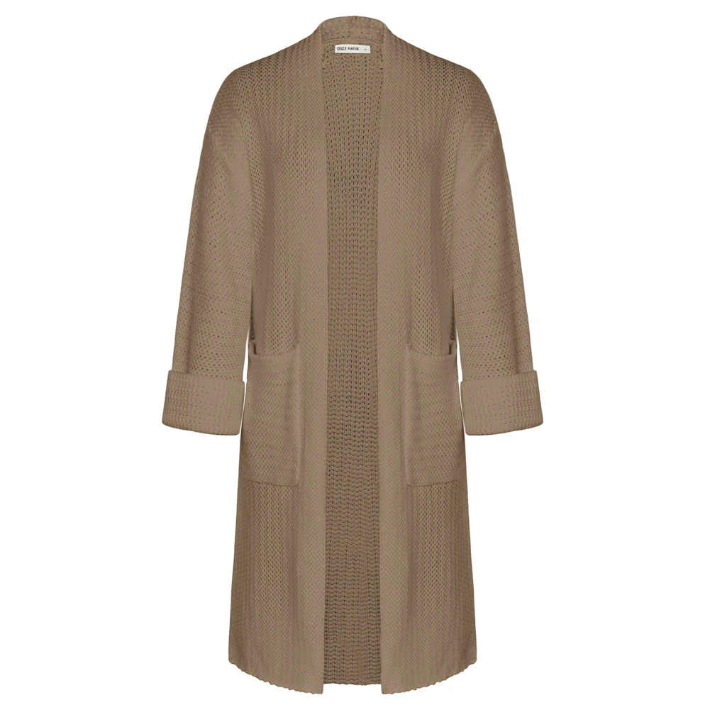 GK 여성용 가디건 스웨터, 캐주얼 질감 용수철, 긴팔 니트웨어, 어깨 무릎 길이 스웨터, 가을 패션