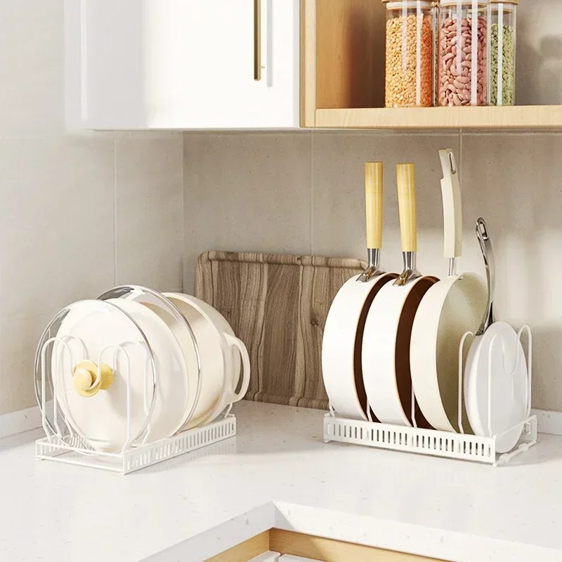 Pot Rack Bowl and Plate Storage Rack Multi-layer Retractable Adjustable Carbon Steel Pan Dish Drying Cookware Rack Kitchen Tools 3