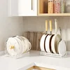 Pot Rack Bowl and Plate Storage Rack Multi-layer Retractable Adjustable Carbon Steel Pan Dish Drying Cookware Rack Kitchen Tools 3