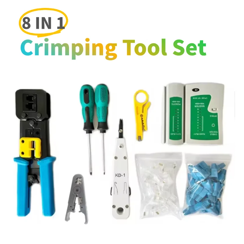 RJ45 Crimping Tool Kit For RJ11/RJ12/CAT5/CAT6/Cat5e Computer Maintenacnce Lan Cable Tester Network Repair Tool Set network cable tester ethernet crimping tool network crimper cable stripping tool network repair tool set network tool kit network tool set