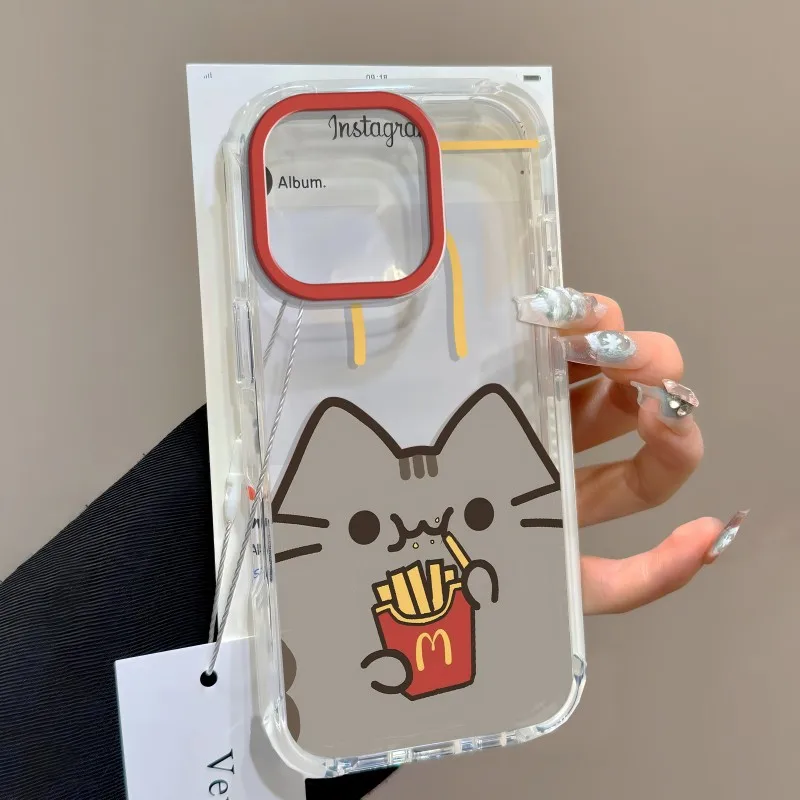 Adorable Clear Phone Case Featuring Pusheen's Cat Design