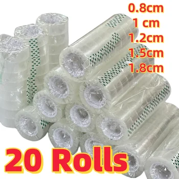 Nastro trasparente 20-5 rotoli 0,8 cm 1,2 cm 1,8 cm Ricariche di nastro trasparente per dispenser Nastro invisibile per materiale scolastico domestico per ufficio 1