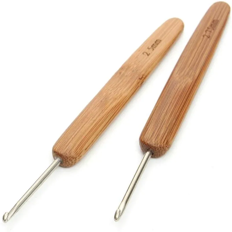 Crochet Hooks Knitting Supplies Sewing Tools 10pcs Bamboo Handle
