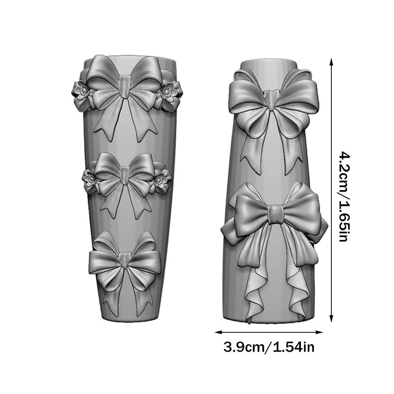 1개 3D 리본 보우노트 실리콘 네일 몰드 매니큐어 조각 템플릿 소프트 스탬핑 플레이트 DIY 매니큐어 아트 몰드 도구 장식