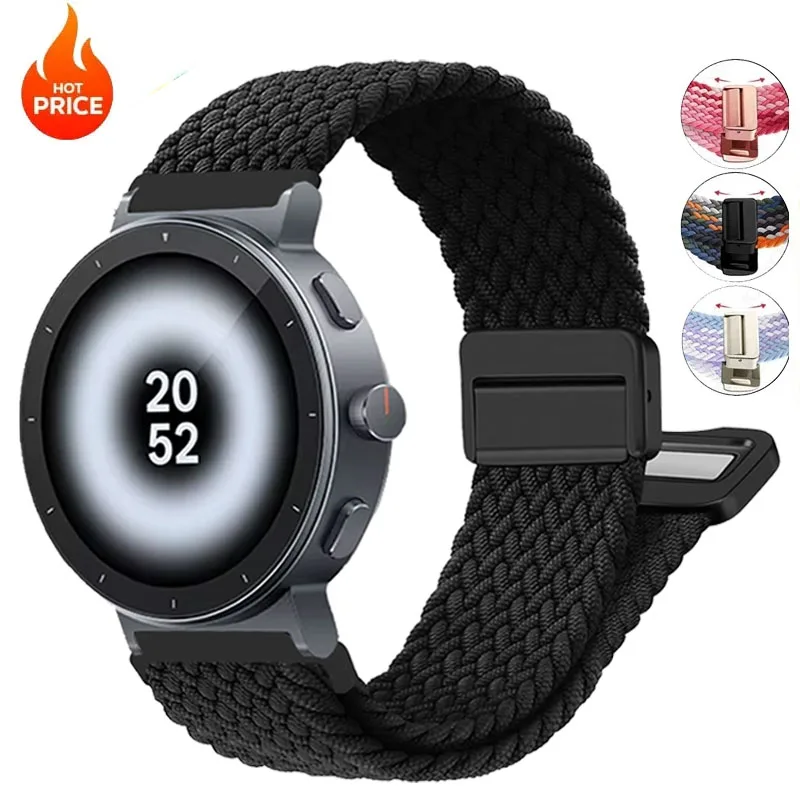 Magnetic Braided Solo Loop Woven Nylon Strap - 22mm Wristband