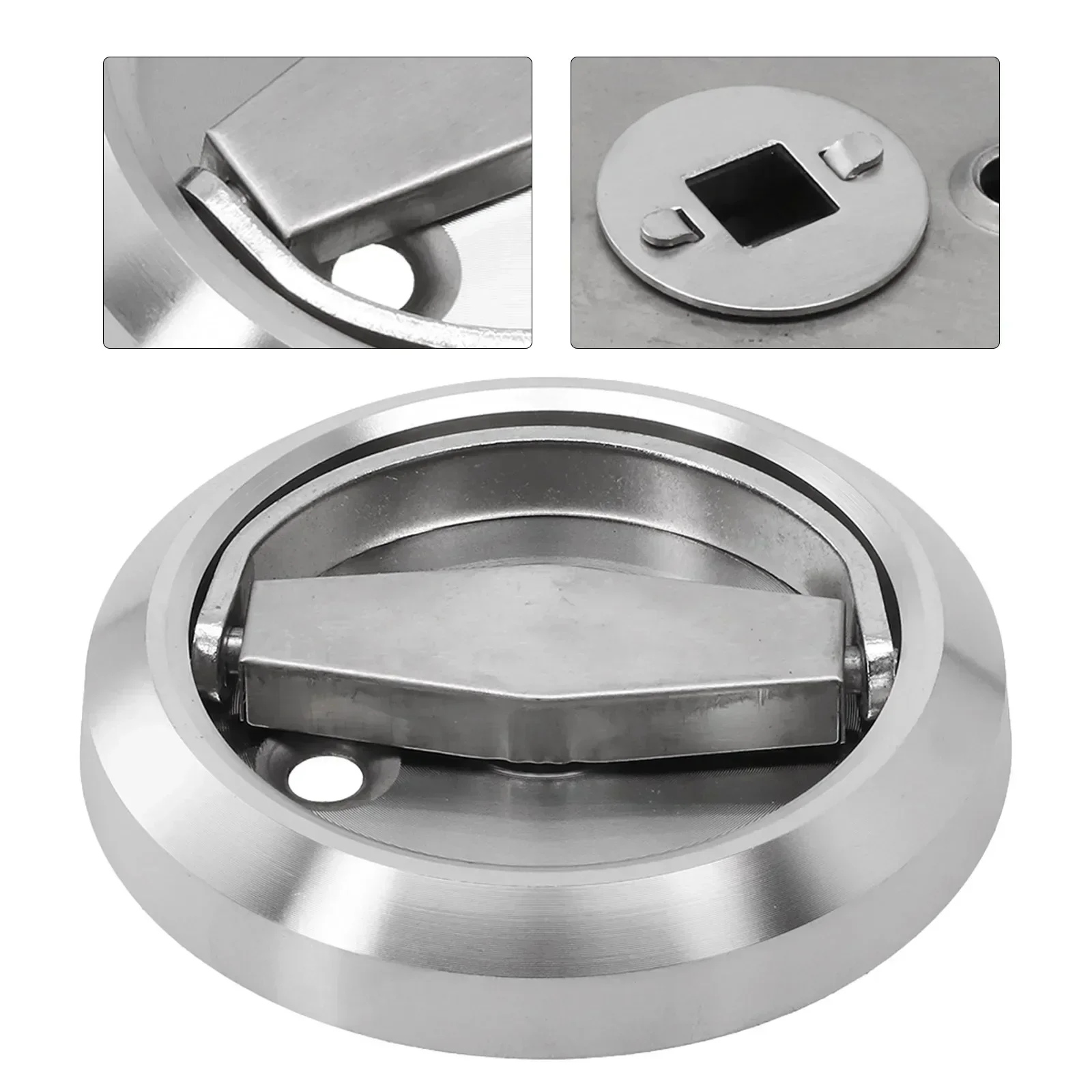 304 Stainless Steel Invisible Door Lock TV Background Wall Lock Room Door Round Pull Ring For Fireproof Doors Wardrobe Drawers electronic door lock