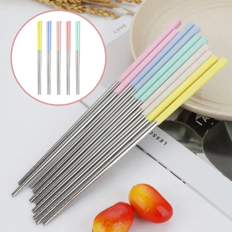 Premium Stainless Steel Travel Chopsticks with Wheat Straw Handle Non-Slip Reusable Easy To Clean for Sushi Food and Kitchen Use