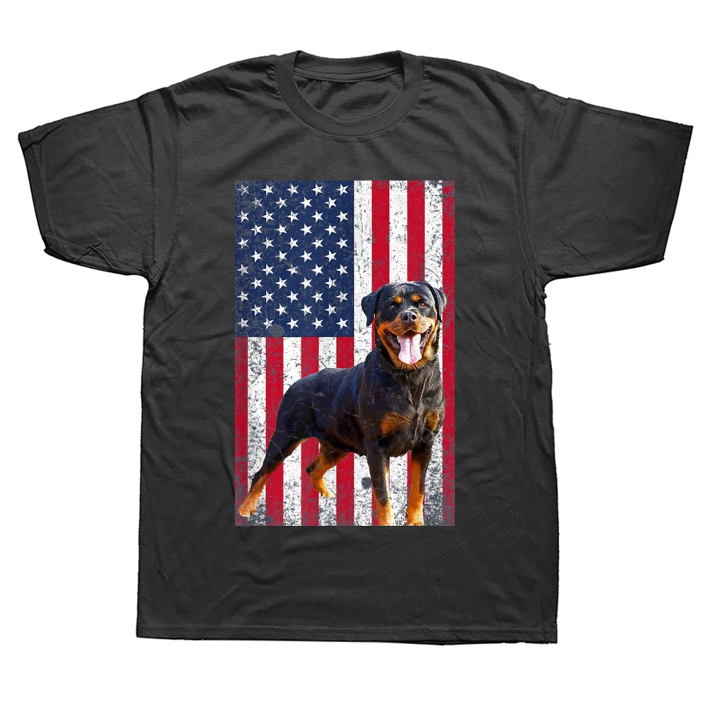 

Funny American Flag Rottweiler Dog Lover T Shirts Streetwear Short Sleeve Birthday Gifts Summer Style T-shirt Mens Clothing