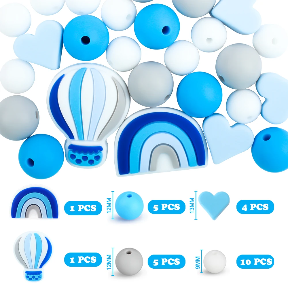Silicone Beads Cartoon Rabbit Shape Teething Beads Set Diy Accessories Free Bpa Combination Pacifier Chain Clips Set Newborn Toy 3