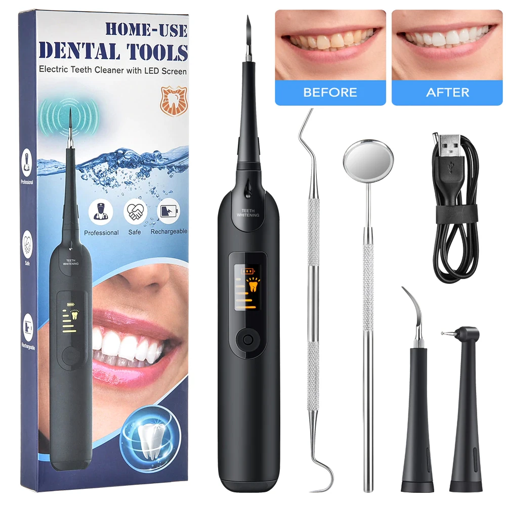 

Electric Teeth Whitening Dental Calculus Scaler Plaque Coffee Stain Tartar Removal High Frequency 5 Modes Sonic Teeth Cleaner