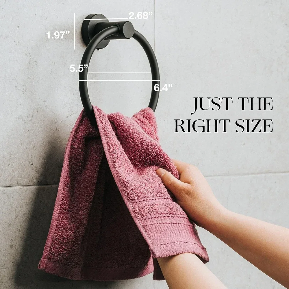 Modern SUS304 Stainless Steel Wall-Mounted Round Towel Ring Holder for Bathroom Hand Towels Elegant Design Towel Rack Hanger