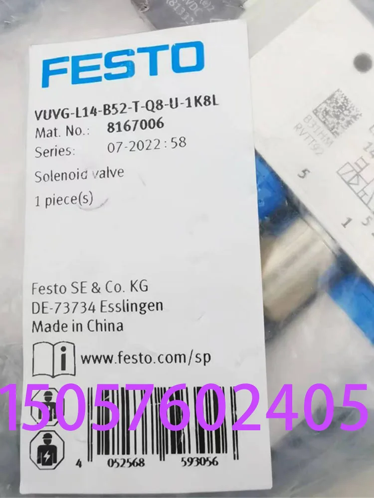

FESTO Festo Solenoid Valve Vuvg-l14-b52-t-q8-u-1k8l8167006 In Stock.