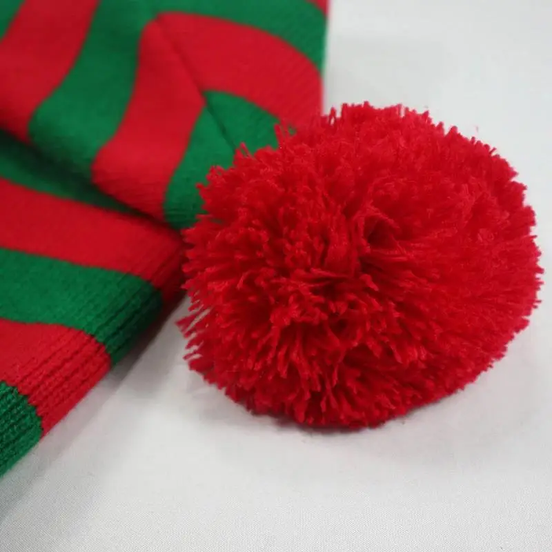 Fashion Adult Christmas Knitted Hat Elf Santa Beanies Claus Red Green Striped Crochet Merry Happy New Year