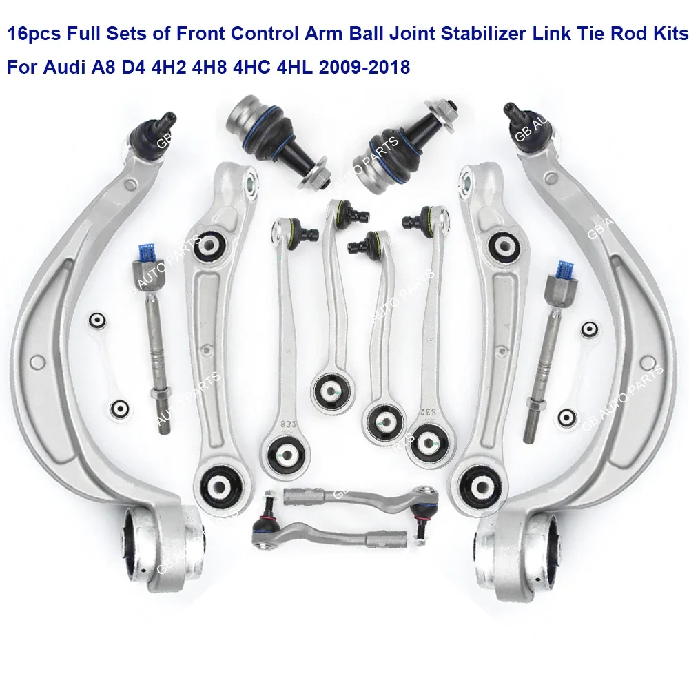 

16 шт. передний рычаг управления, шарнирный стабилизатор, звеньевая связка для Audi A8 D4 4H2 4H8 4HC 4HL 2009-2018 4H0407151A 4H0407693F