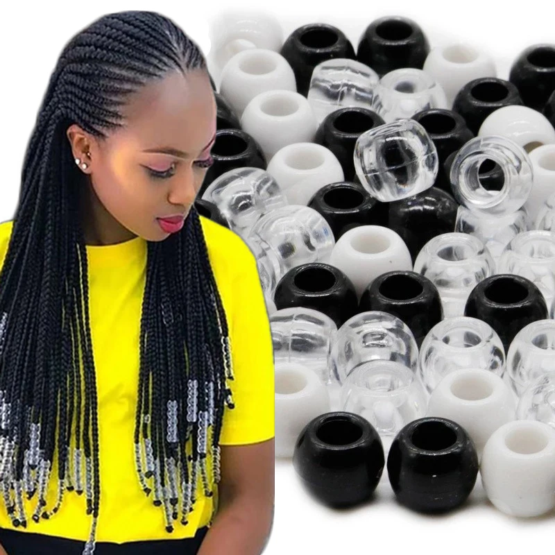 50pcs Transparent Clear Plastic Hair Beads For Dreadlock, Braids & Hair  Extensions