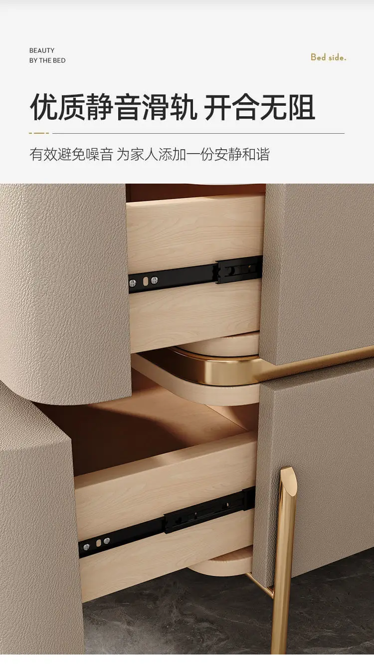 Description Picture 6 of itemDisplay 50*50*40cm Bedside Table Slate Night Stand Bedroom Solid Wood Bedroom Furniture Organizer Storage Cabinat 2 Drawer WRXYH