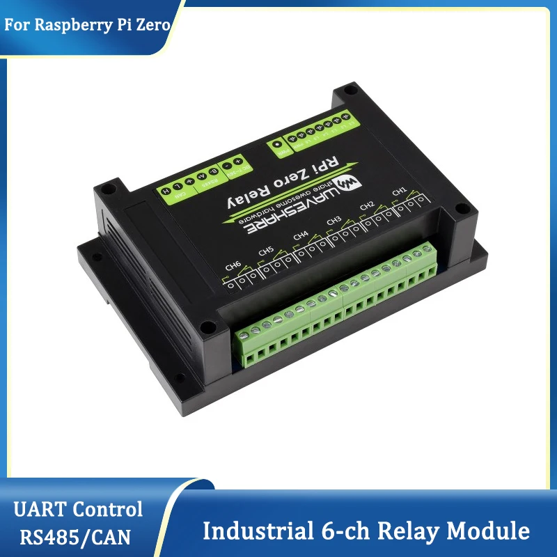 Módulo de Relé Industrial 6-ch para Raspberry pi Zero Comunicação Half-duplex Controle Uart Interruptor Automático Rs485 Can