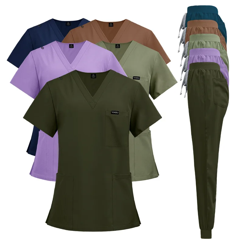 

Solid Surgical Uniforms Woman Scrub Set Medical Nurse Beauty Salon Workwear Clinical Pharmacy operating room Doctor Work clothes