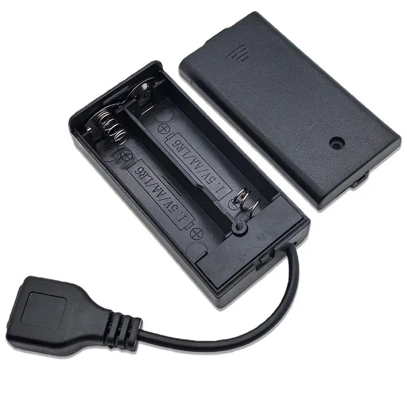 1/4개 확장 케이블 포트 커버 2*AA 3V USB 여성형 배터리 케이스 홀더 블록 조립용 LED 라이트 키트 스위치 및 커버 포함