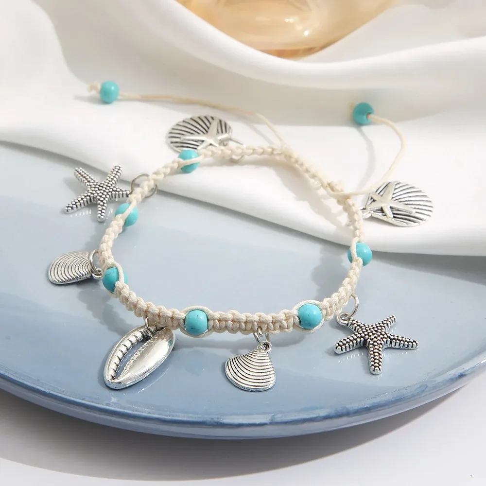 Summer Beach Anklets Bohemian Shell Starfish for Women Ankle Bracelet on Leg Girls Beach Leg Bracelet Barefoot Handcraft Chain