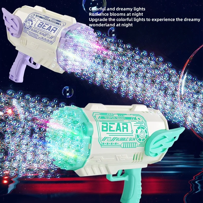 Automatic Bubble Gun Children Holding 80 Hole Light Bazooka Oversized Toy Bubble Machine Toy Bubble Gun 5