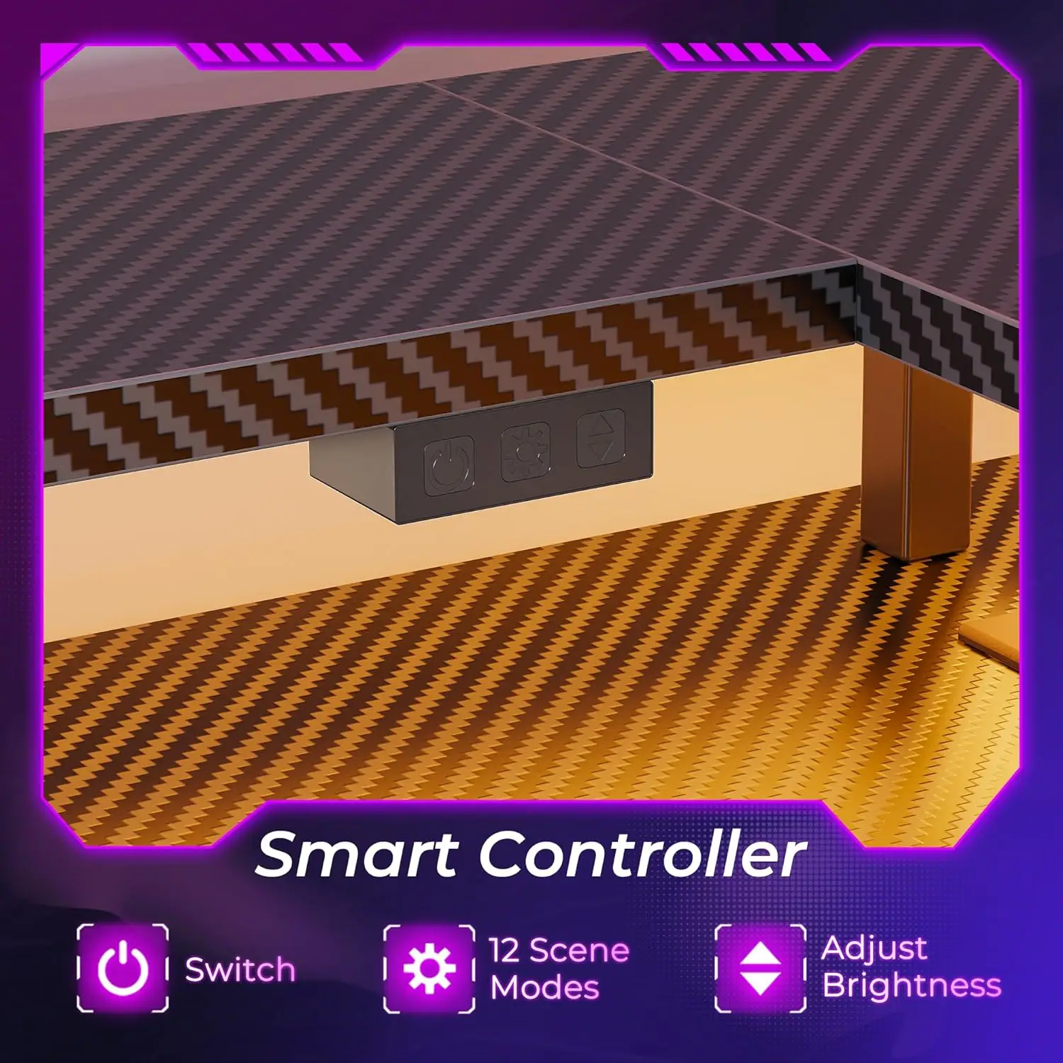 Desk L Shaped Gaming Desk with LED Lights & Power Outlets Computer Desk with Monitor Stand Home Office Desk Corner Desk with