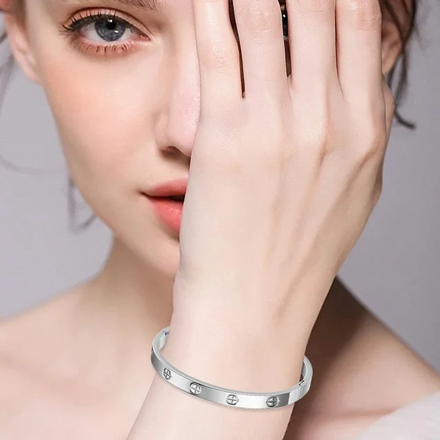 Stainless Steel Bracelet for Women Cuff Bracelets on Hand Couple Fashion Bangles Jewellery Accessories Gifts 3
