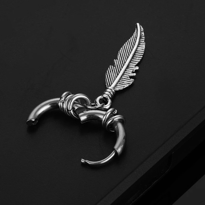 Stainless Steel Earrings 1 Pairs Fashion Punk Gothic Stainless Steel Drop Earrings Studs for Women Men Gothic Street Pop Hip Hop Rock Ear Jewelry Gift
