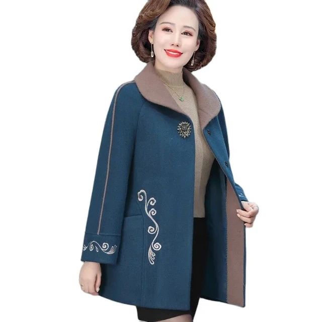 Middle-aged Mother's Winter Clothing Western Style Jacket 2021 New  Middle-aged And Elderly Women's Winter Fashion Woolen Coat - Wool & Blends  - AliExpress