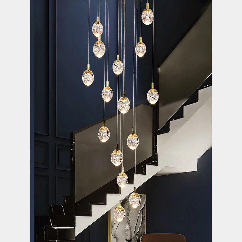 

Staircase Chandelier Light Luxury Oval Crystal Lamp Villa Duplex Living Room Postmodern Minimalist Apartment Large Chandelier