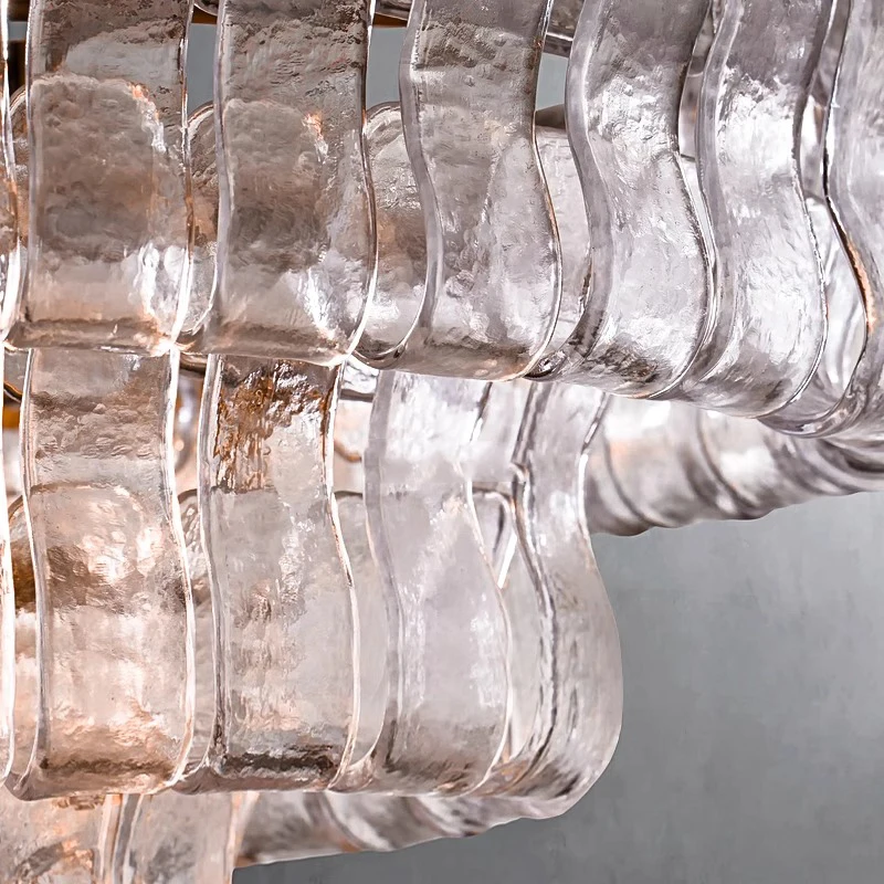Vintage French Clear Glass Chandelier Lighting Long Oval Grey Hanging Lamps over Dining Table Decoration Lustres Lamparas