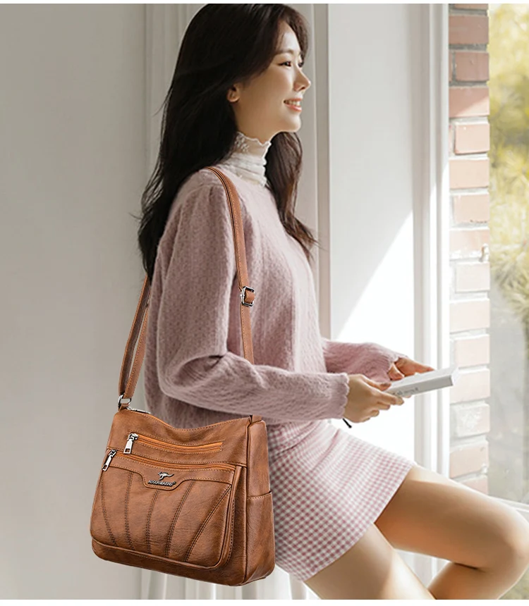 2023 High Quality Soft Leather Women's Brand Handbag Wallet Luxury Designer Large Capacity Women's One Shoulder Crossbody Bag