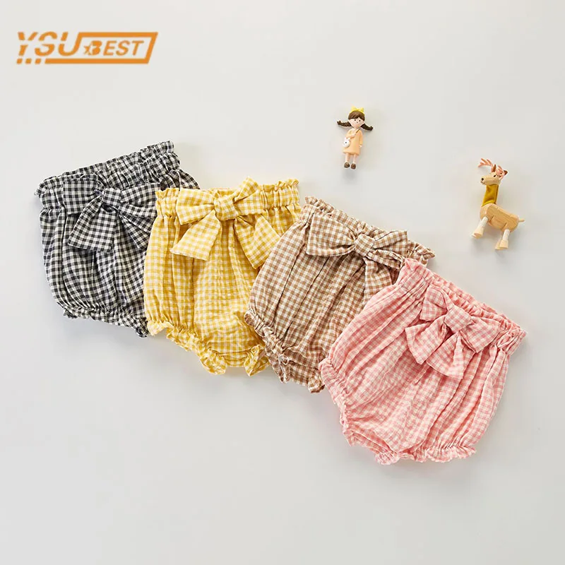 

Infant Baby Girl Shorts Pants New 2022 Summer Children Shorts Kids Baby Girls Grid Bowknot Shorts For Girls Pants Clothing