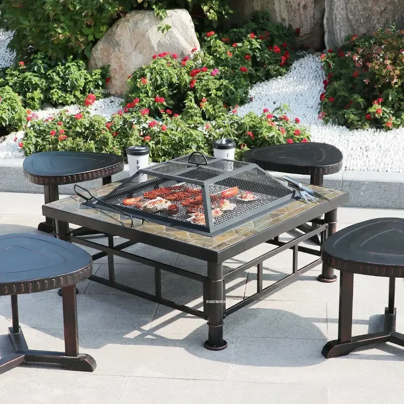 Balcony Fire Pits Coffee Shop Restaurant Commercial Brazier Outdoor Garden Villa Heaters Courtyard Barbecue Table Ser