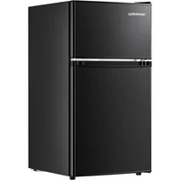 Qwupstreman 3.1 cu. ft mini fridge with freezer,double door mini fridge,adjustable thermostat,energy saving,mini fridge for of 1