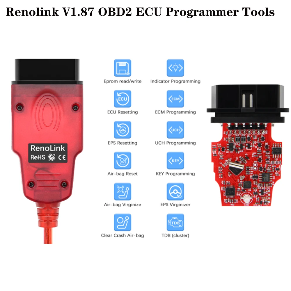 Автомобильный диагностический инструмент Renolink V1.87 ECU Программатор для Renault OBD2