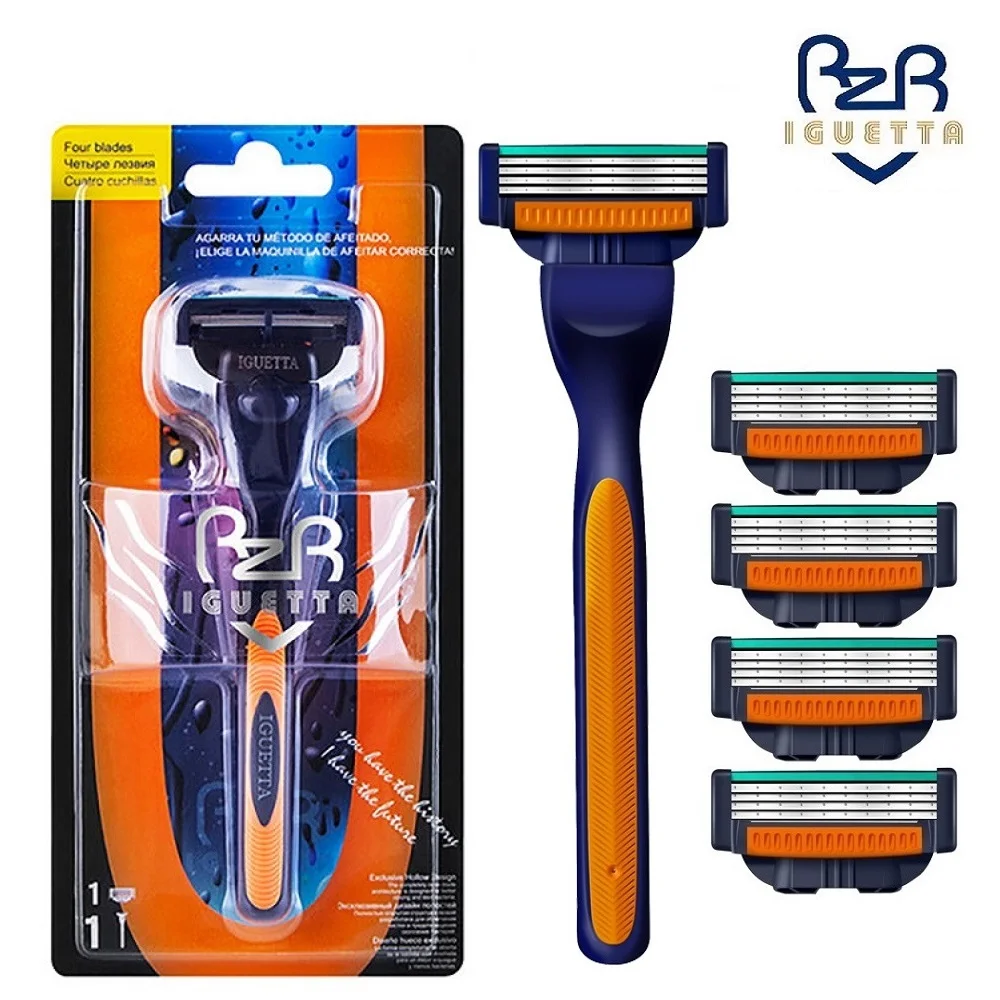 품질 남성 면도날 교체 헤드 샤프 스테인레스 스틸 면도 카트리지 호환 마하 3 안전 면도기 