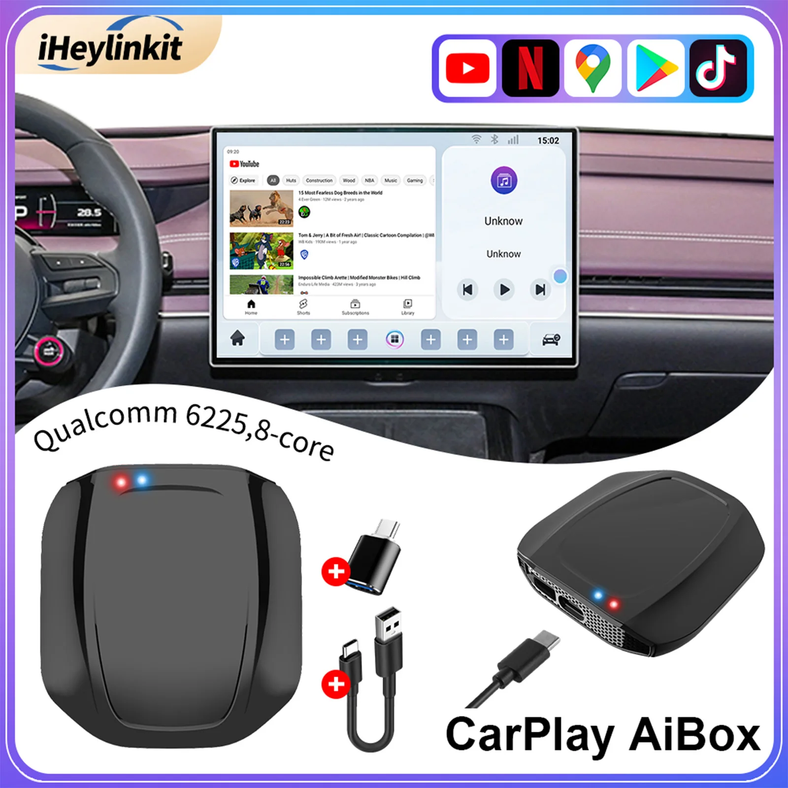 IHeylinkit CP-708  ī÷ , ȵ̵ ڵ ڵ Ʈ TV ڽ,  GPS, 64G, 128G  VW  ڵ ׼