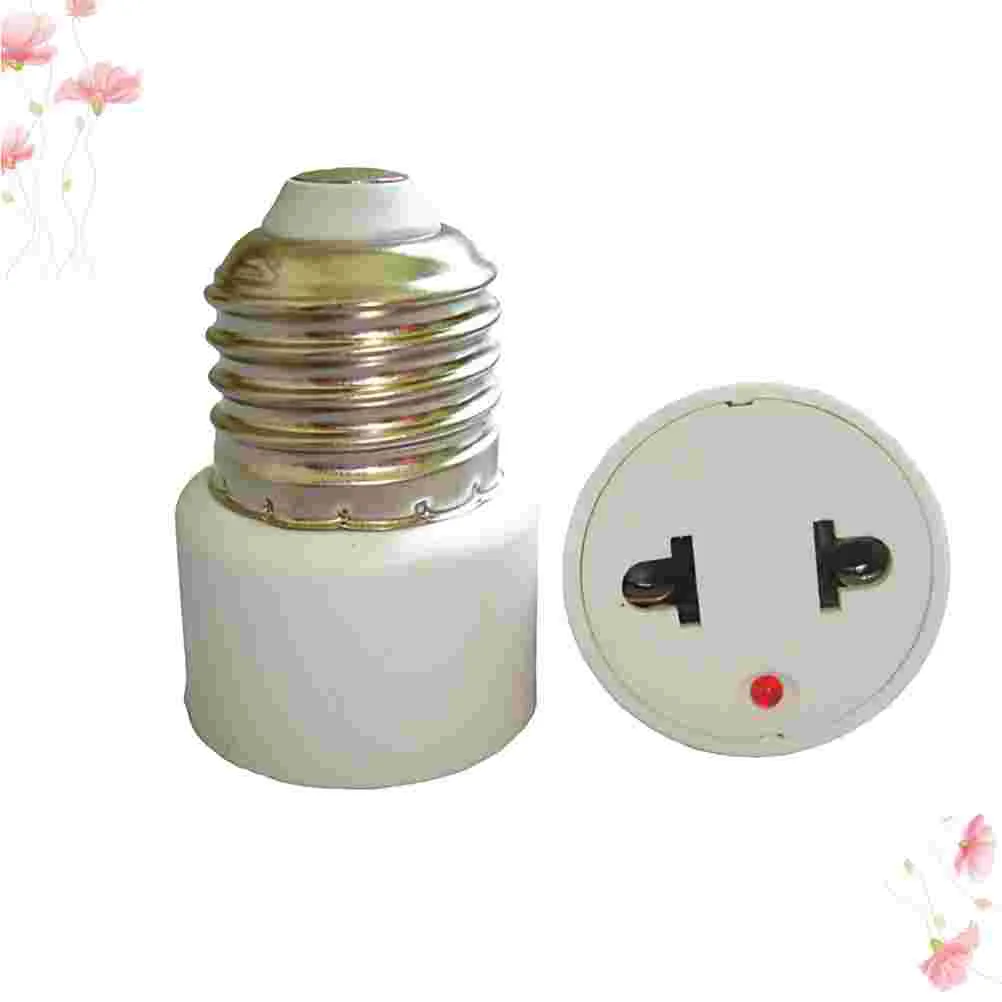 2 Pcs Travel Adapter E27 To Us Plug Ligth Socket Hole Flat Socket Light Bulb to US Plug Ligth White Converter